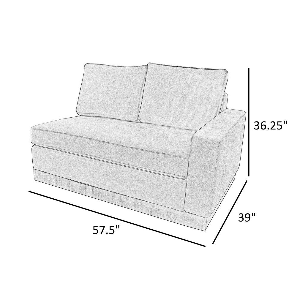 Jeni RAF Modular Loveseat 2 Pillows 58’’ Wood Light Brown by Casagear Home