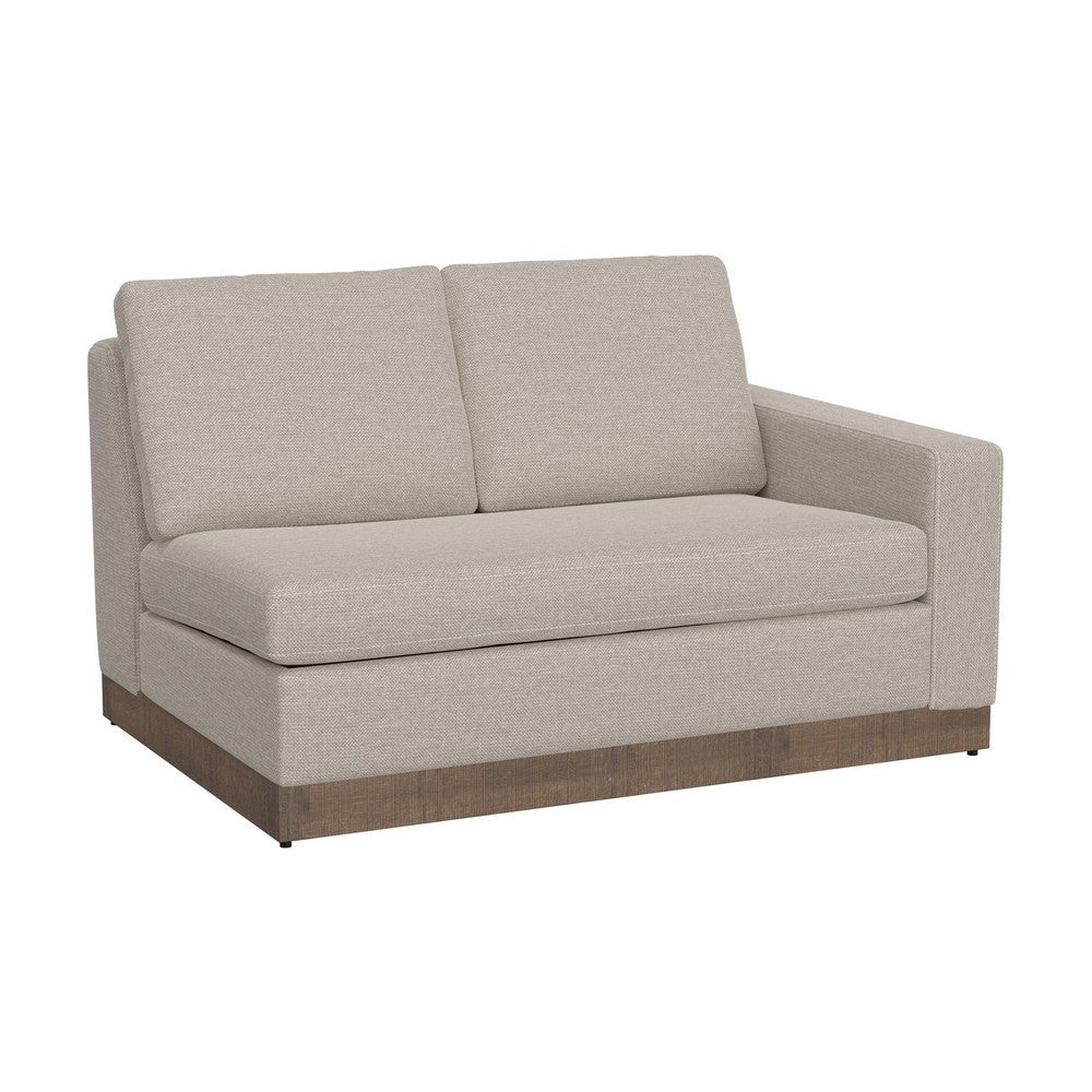 Jeni RAF Modular Loveseat, 2 Pillow, 58", Wood, Light Beige by Casagear Home