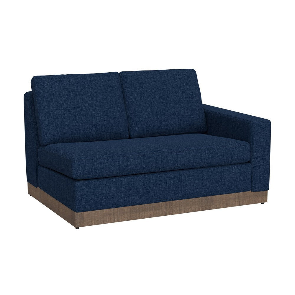 Jeni RAF Modular Loveseat, 2 Pillows, 58", Wood, Navy Blue by Casagear Home