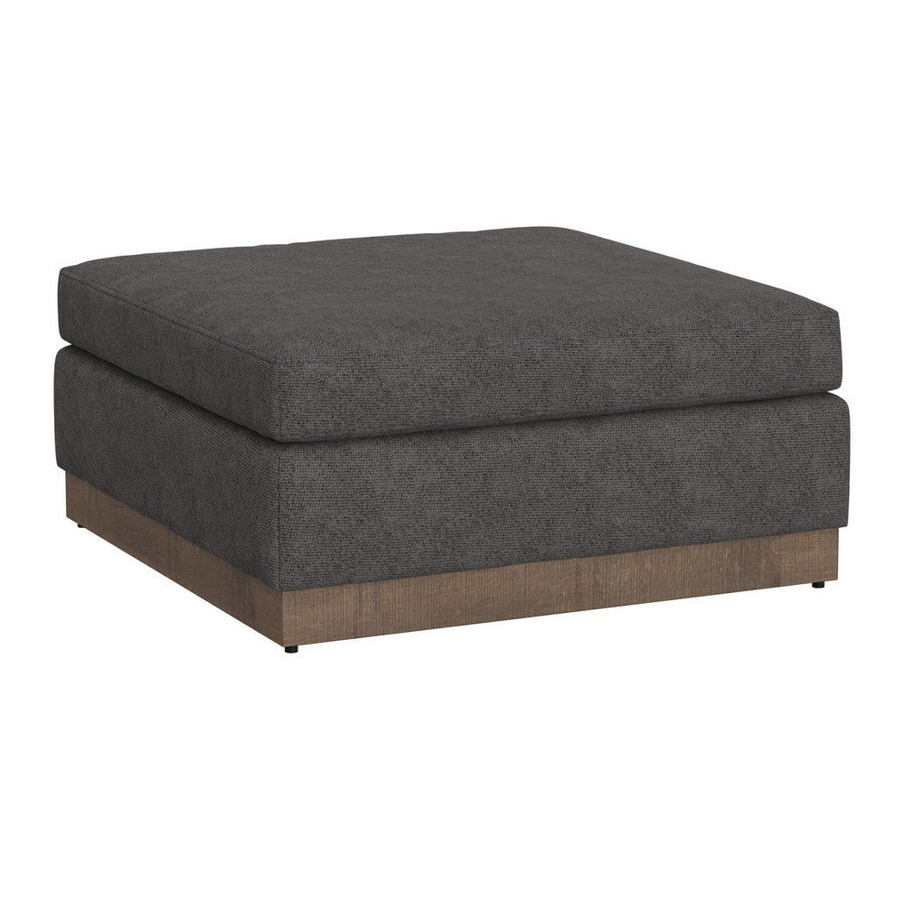 Jeni Ottoman 39’’ Corner Blocks Solid Wood Gray Polyester by Casagear Home