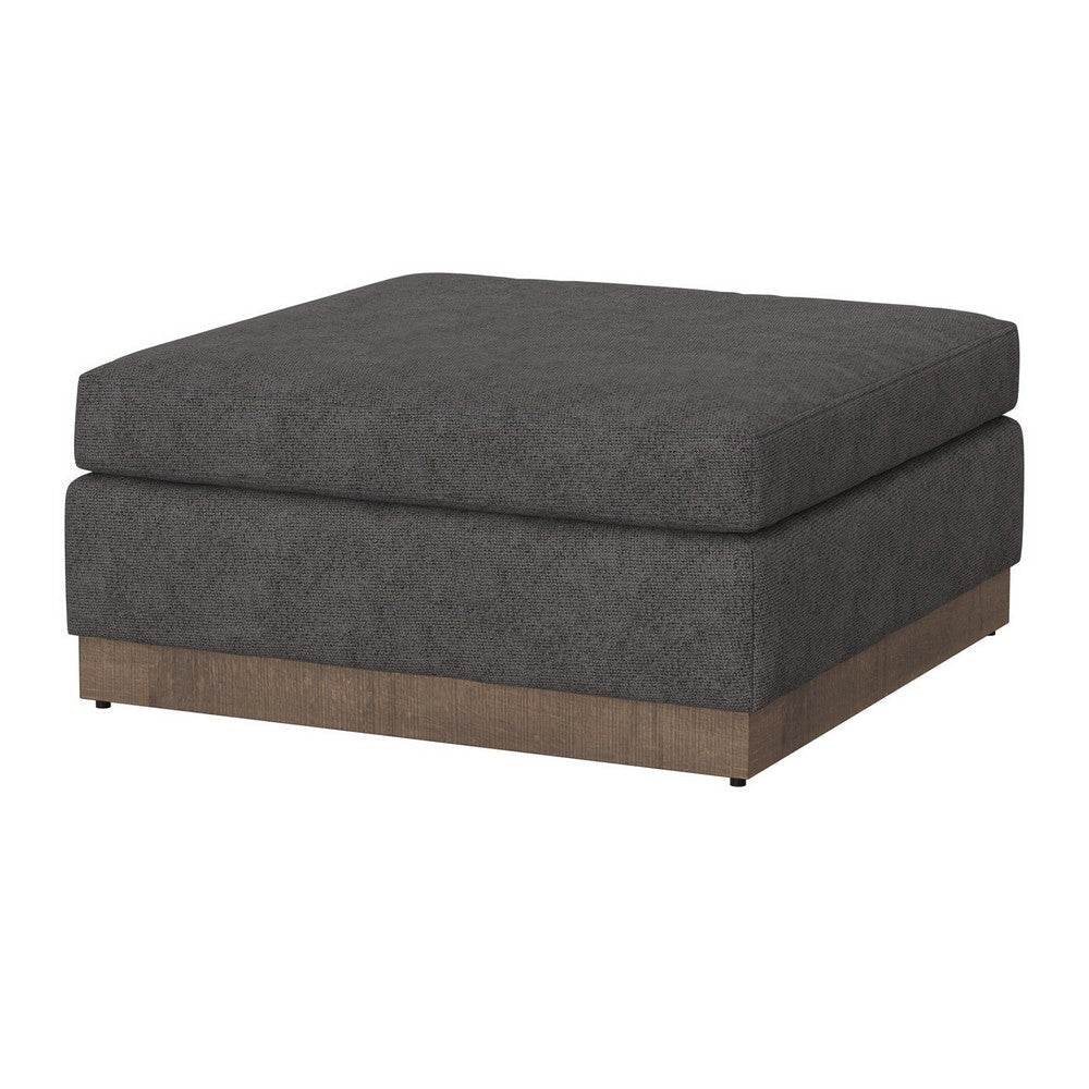 Jeni Ottoman 39’’ Corner Blocks Solid Wood Gray Polyester by Casagear Home