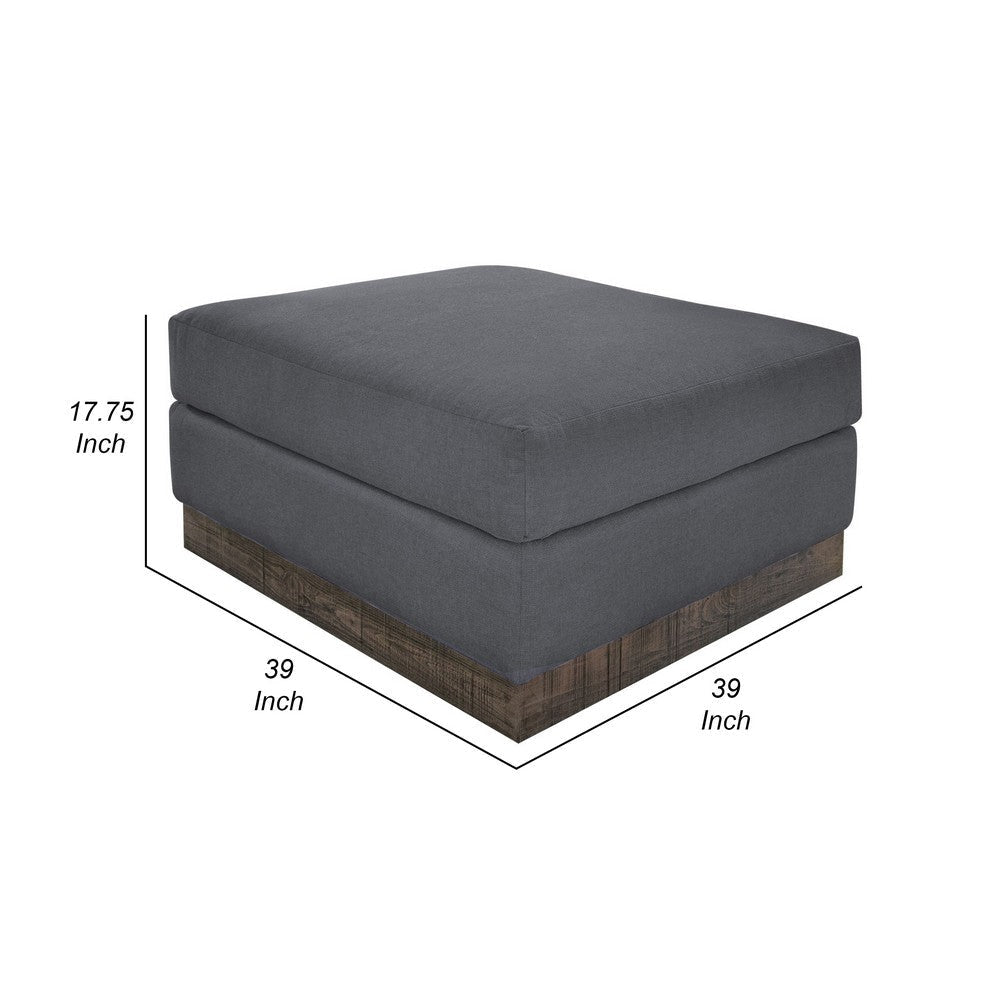 Jeni Ottoman 39’’ Corner Blocks Solid Wood Gray Polyester by Casagear Home