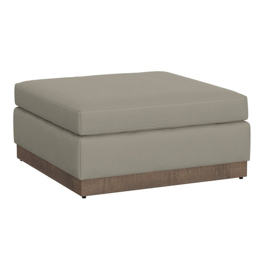 Jeni Ottoman, 39", Corner Blocks, Solid Wood, Gray Polyester by Casagear Home
