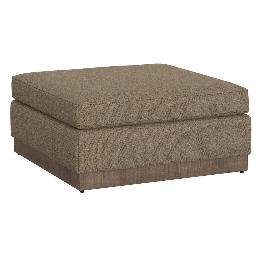 Jeni Ottoman, 39", Corner Blocks Solid Wood, Brown Polyester by Casagear Home