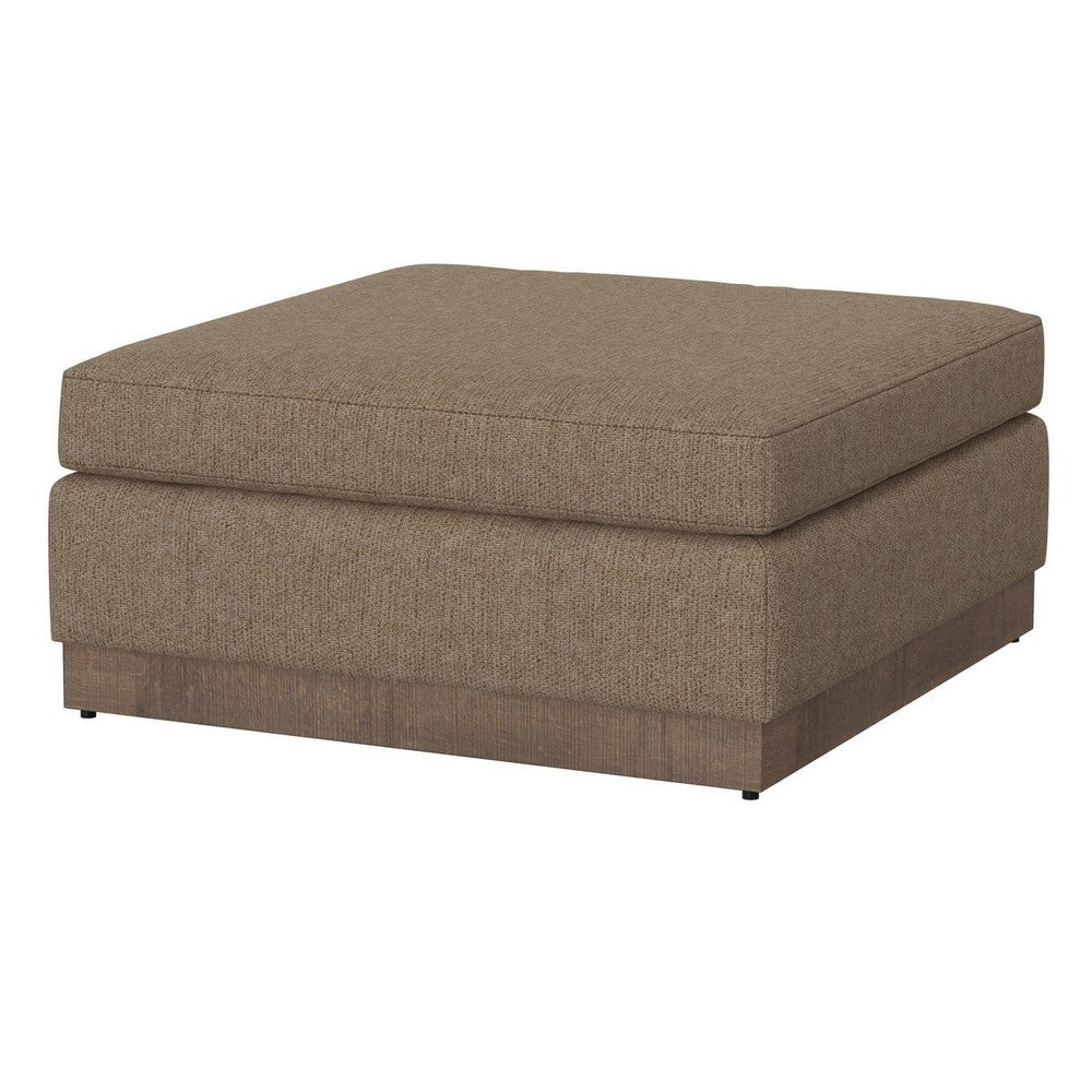 Jeni Ottoman 39’’ Corner Blocks Solid Wood Brown Polyester by Casagear Home