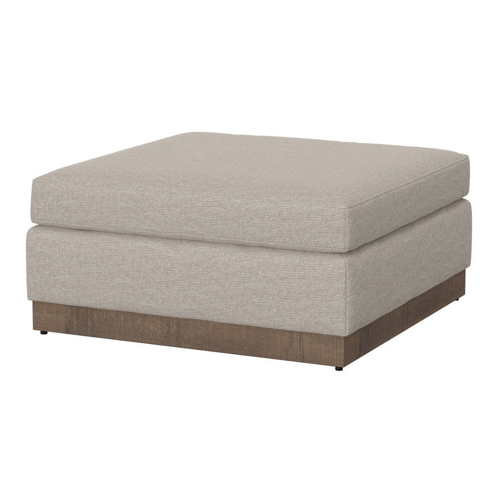 Jeni Ottoman 39’’ Corner Blocks Solid Wood Beige Polyester by Casagear Home