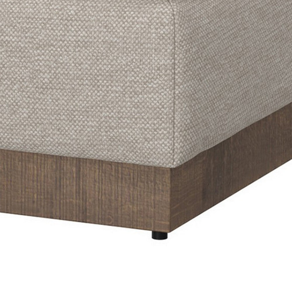 Jeni Ottoman 39’’ Corner Blocks Solid Wood Beige Polyester by Casagear Home