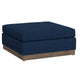 Jeni Ottoman, 39", Corner Blocks, Solid Wood, Blue Polyester by Casagear Home