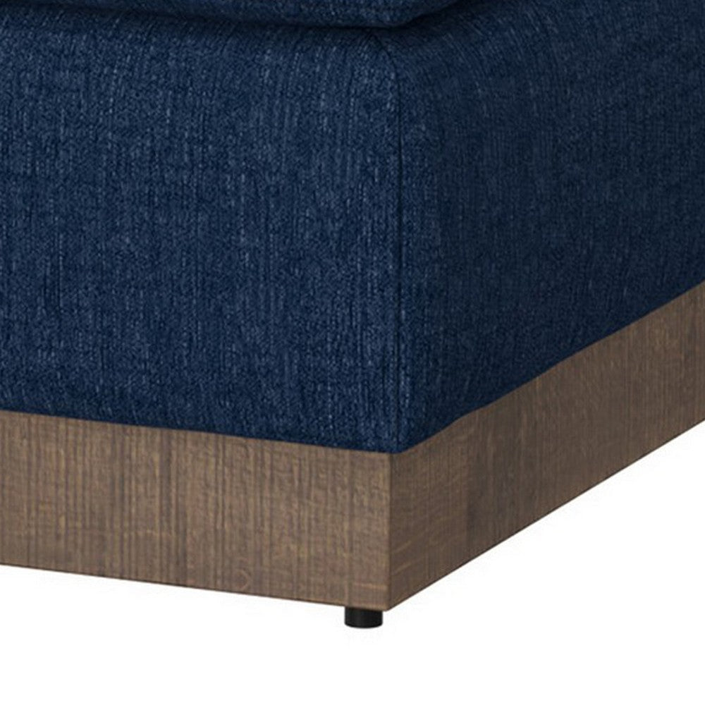 Jeni Ottoman 39’’ Corner Blocks Solid Wood Blue Polyester by Casagear Home