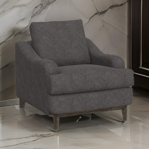 Alfi Accent Chair, 41" Solid Pine Wood, Light Gray Polyester by Casagear Home