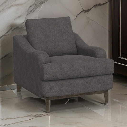 Alfi Accent Chair, 41" Solid Pine Wood, Light Gray Polyester by Casagear Home