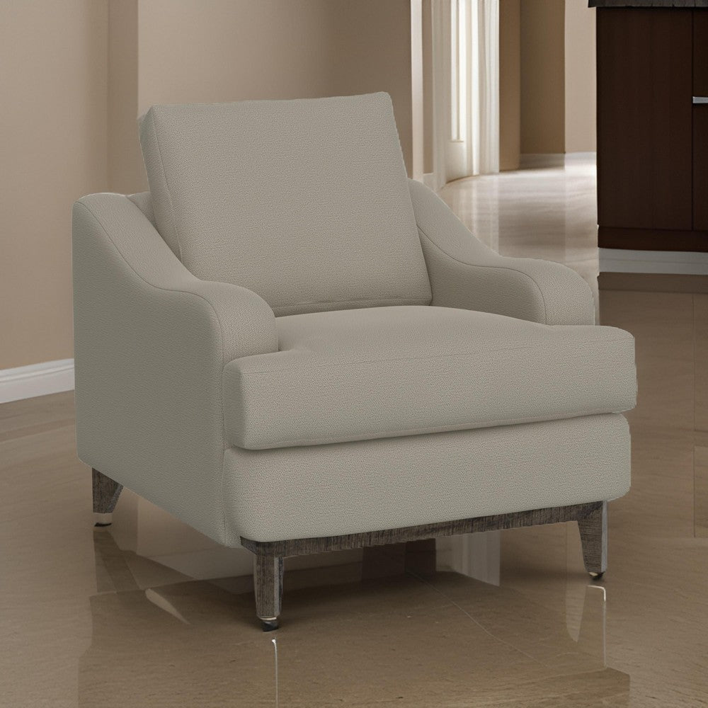 Alfi Accent Chair, 41" Solid Wood, Almond Gray Polyester by Casagear Home