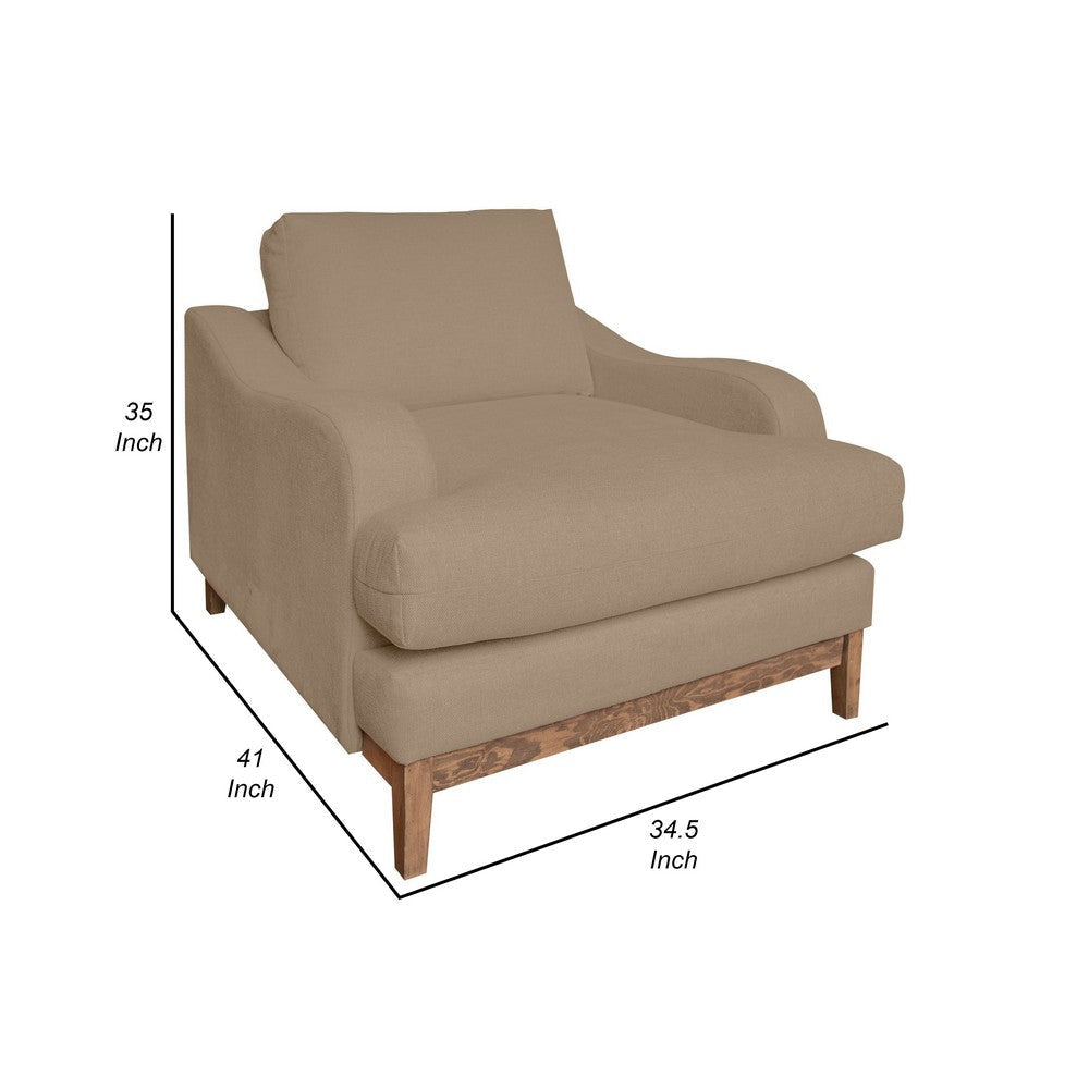 Alfi Accent Chair 41’’ Solid Pine Wood Brown Polyester by Casagear Home