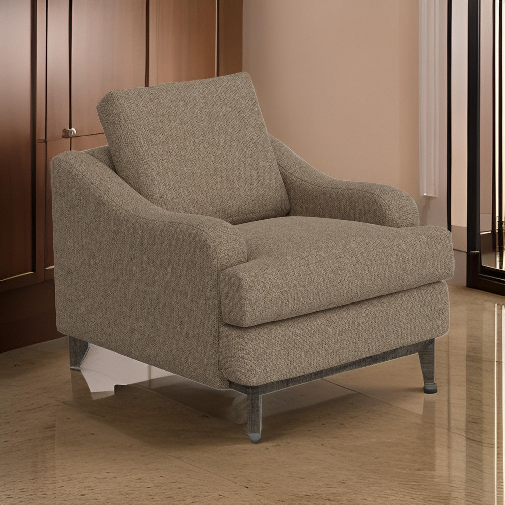 Alfi Accent Chair, 41" Solid Pine Wood, Brown Polyester by Casagear Home