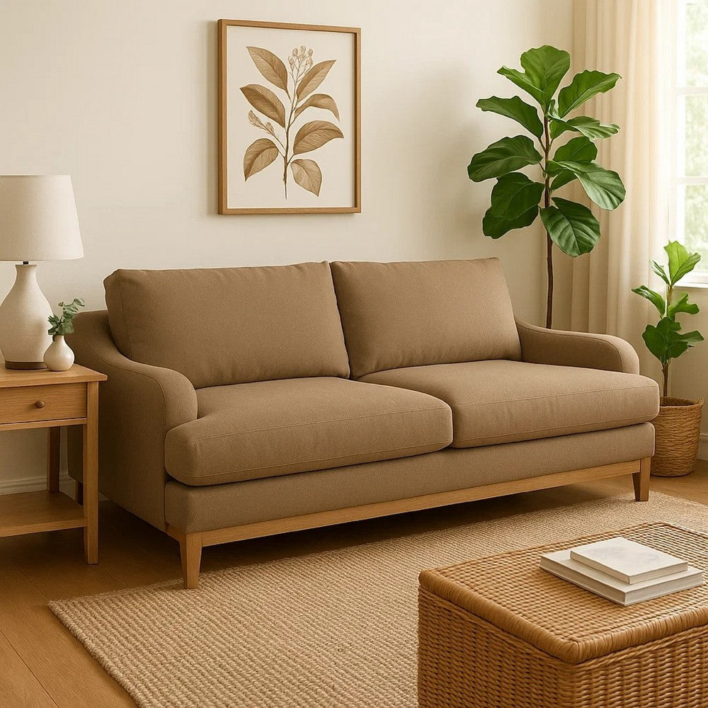 Alfi Sofa, 2 Accent Pillows, Classic Style Details, Brown by Casagear Home