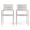 Niko Outdoor Dining Chair Set of 2, Metal, Silver Finish