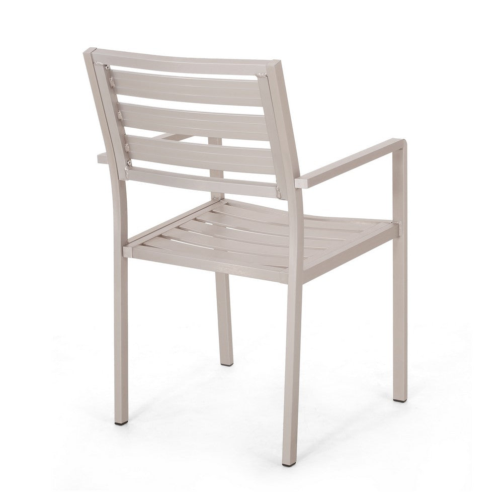 Niko Outdoor Dining Chair Set of 2, Metal, Silver Finish