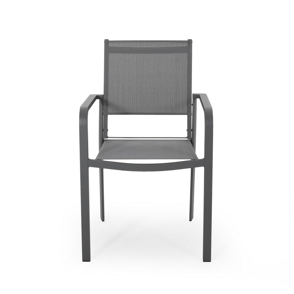 Arini Outdoor Dining Chair Set of 2 Dark Gray Metal Mesh by Casagear Home BM323370