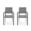 Arini Outdoor Dining Chair Set of 2, Dark Gray Metal, Mesh
