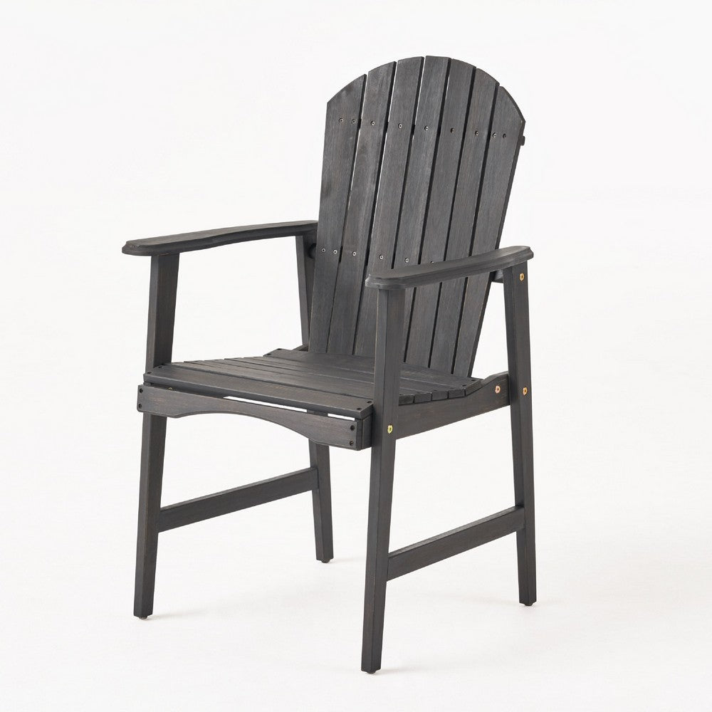 Pima Outdoor Dining Chair Set of 2, Adirondack Dark Gray Acacia Wood