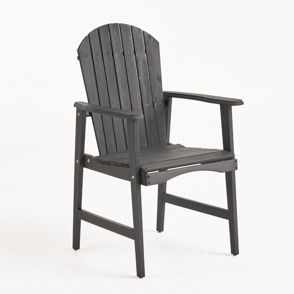 Pima Outdoor Dining Chair Set of 2, Adirondack Dark Gray Acacia Wood