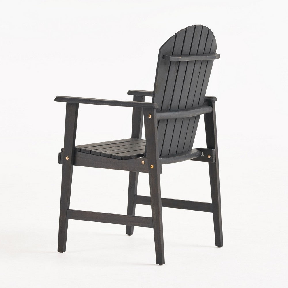 Pima Outdoor Dining Chair Set of 2, Adirondack Dark Gray Acacia Wood