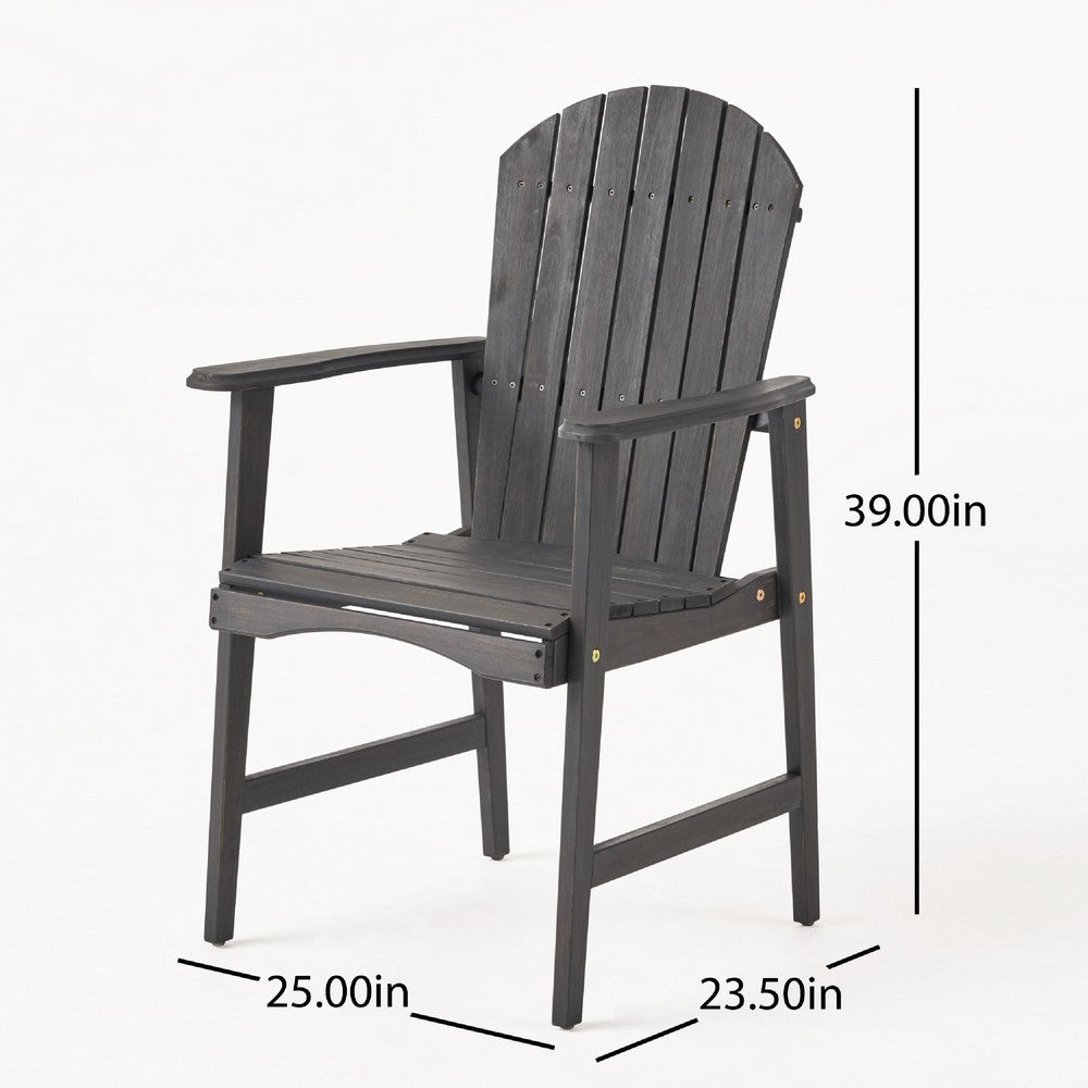Pima Outdoor Dining Chair Set of 2, Adirondack Dark Gray Acacia Wood