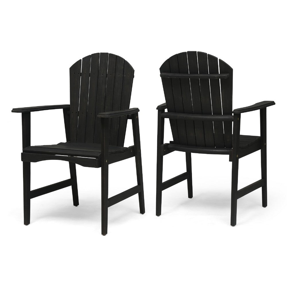 Pima Outdoor Dining Chair Set of 2, Adirondack Dark Gray Acacia Wood