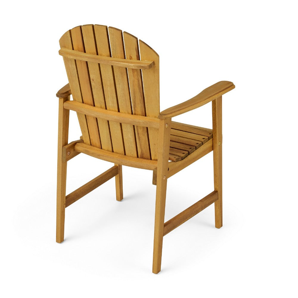 Pima Outdoor Dining Chair Set of 2, H Frame, Adirondack Brown Acacia Wood