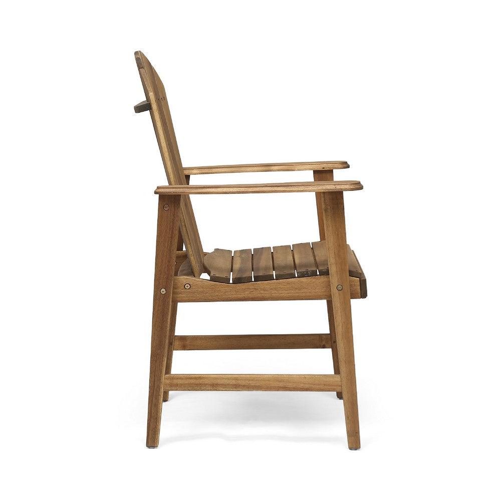 Pima Outdoor Dining Chair Set of 2, Adirondack Brown Wood