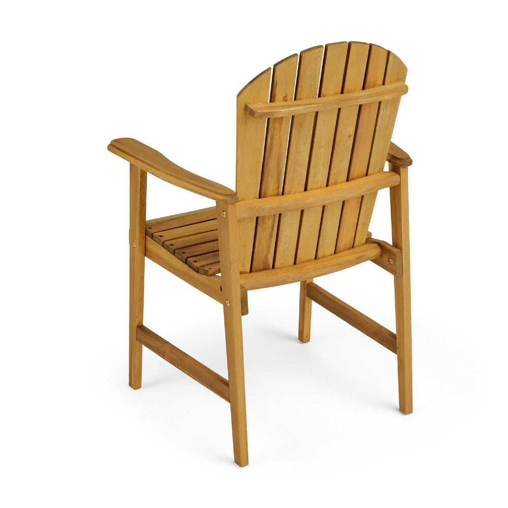 Pima Outdoor Dining Chair Set of 2, H Frame, Adirondack Brown Acacia Wood