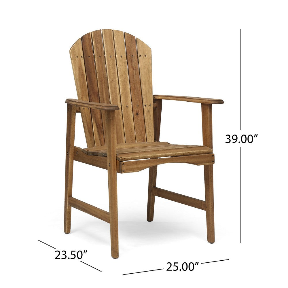 Pima Outdoor Dining Chair Set of 2, H Frame, Adirondack Brown Acacia Wood