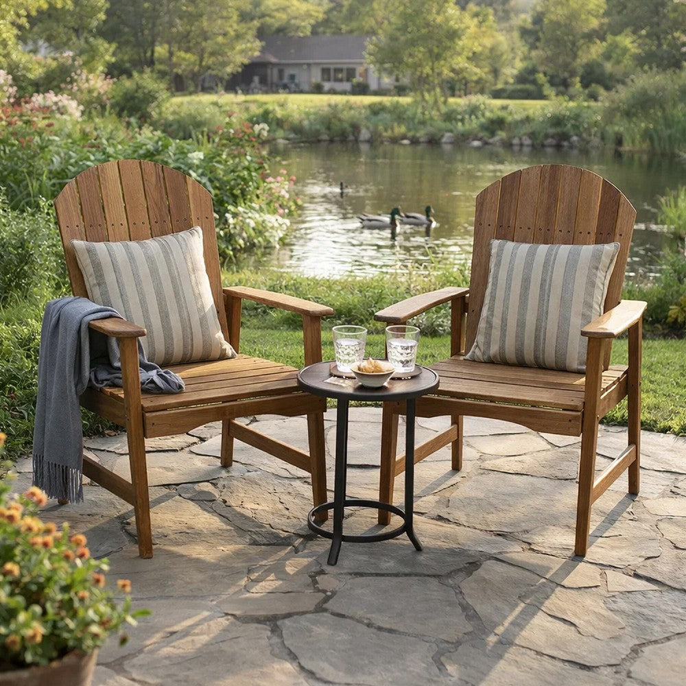 Pima Outdoor Dining Chair Set of 2, Adirondack Brown Wood