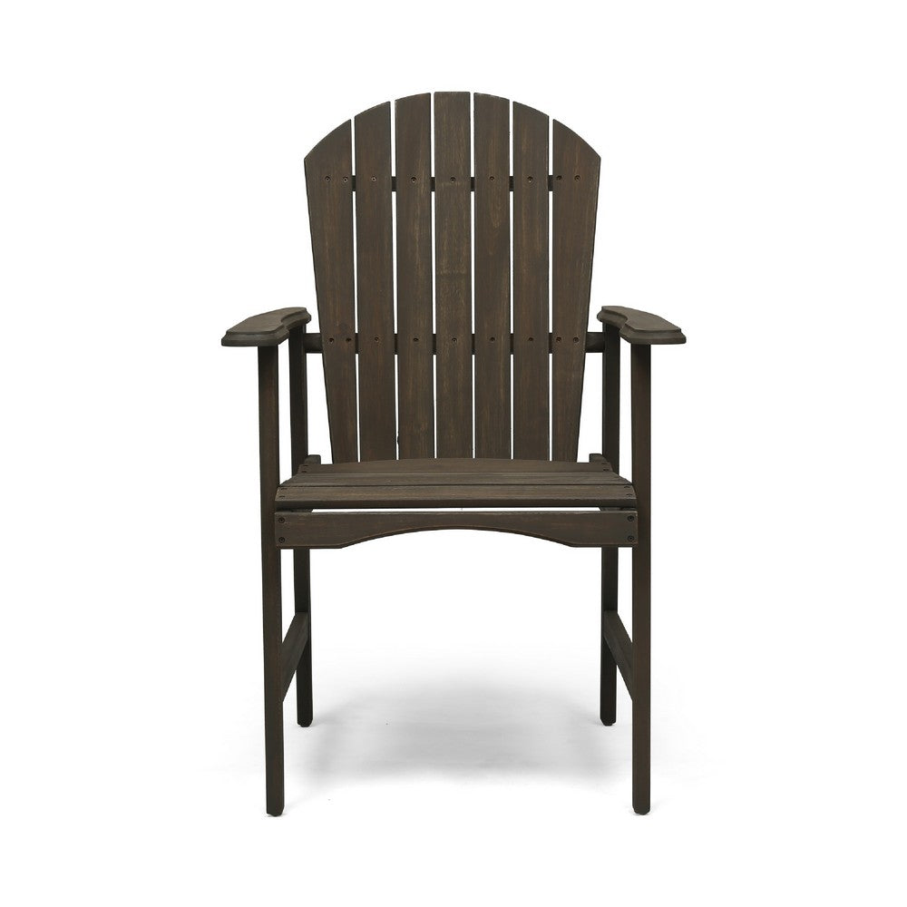 Pima Outdoor Dining Chair Set of 2, Adirondack Taupe Gray Acacia Wood