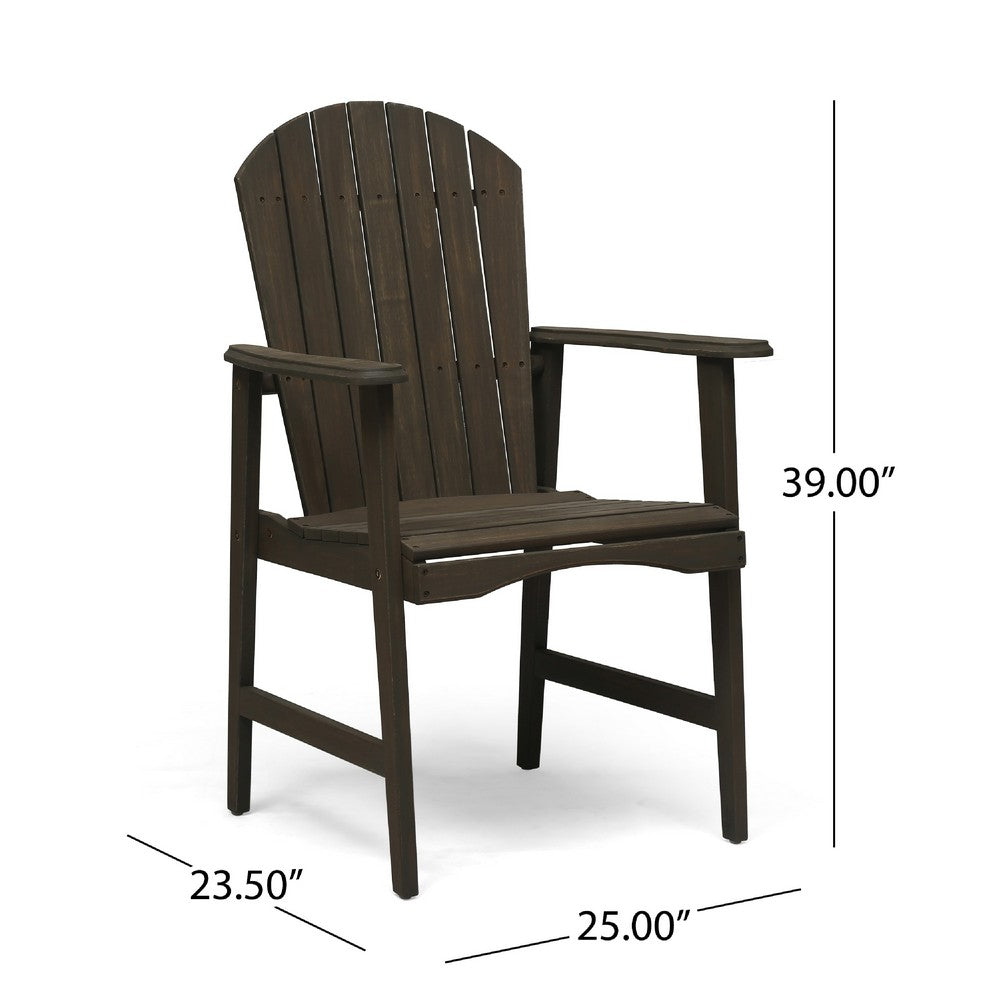 Pima Outdoor Dining Chair Set of 2, Adirondack Taupe Gray Acacia Wood