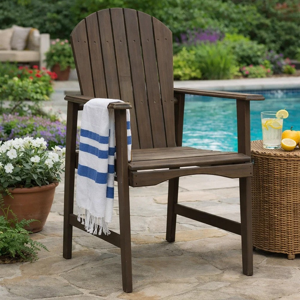 Pima Outdoor Dining Chair Set of 2, Adirondack Taupe Gray Acacia Wood