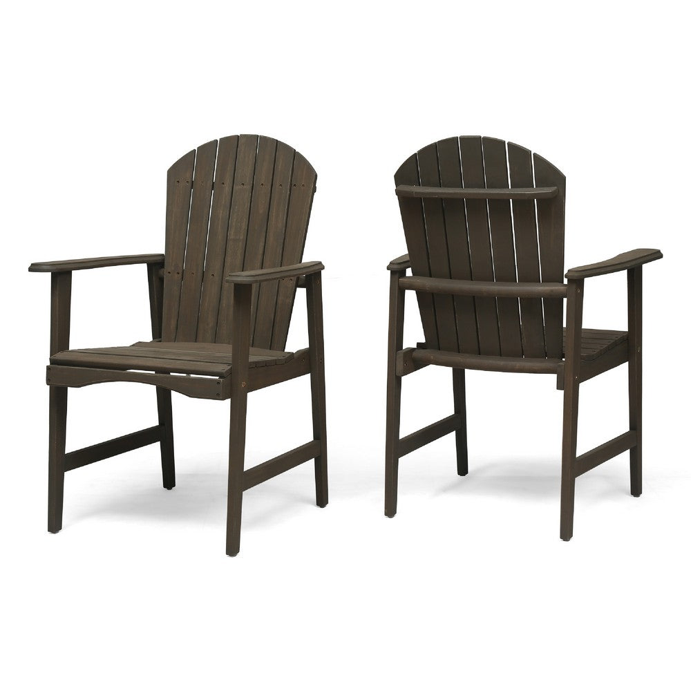 Pima Outdoor Dining Chair Set of 2, Adirondack Taupe Gray Acacia Wood