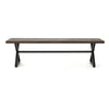 Romita Outdoor Dining Bench X Legs Brown Metal Black Steel 63 Inch