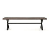 Romita Outdoor Dining Bench, Brown Metal, Black Steel, 63"