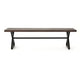 Romita Outdoor Dining Bench, Brown Metal, Black Steel, 63"