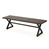 Romita Outdoor Dining Bench, Brown Metal, Black Steel, 63"