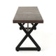 Romita Outdoor Dining Bench, Brown Metal, Black Steel, 63"