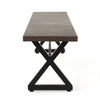 Romita Outdoor Dining Bench, Brown Metal, Black Steel, 63"