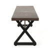 Romita Outdoor Dining Bench X Legs Brown Metal Black Steel 63 Inch