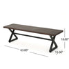 Romita Outdoor Dining Bench, Brown Metal, Black Steel, 63"