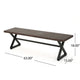 Romita Outdoor Dining Bench, Brown Metal, Black Steel, 63"