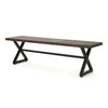 Romita Outdoor Dining Bench, Brown Metal, Black Steel, 63"