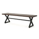 Romita Outdoor Dining Bench, X Legs, Brown Metal, Black Steel, 63 Inch