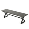 Romita Outdoor Dining Bench X Shape Legs Gray Metal Black Steel 63 Inch