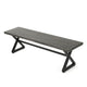 Romita Outdoor Dining Bench X Shape Legs Gray Metal Black Steel 63 Inch